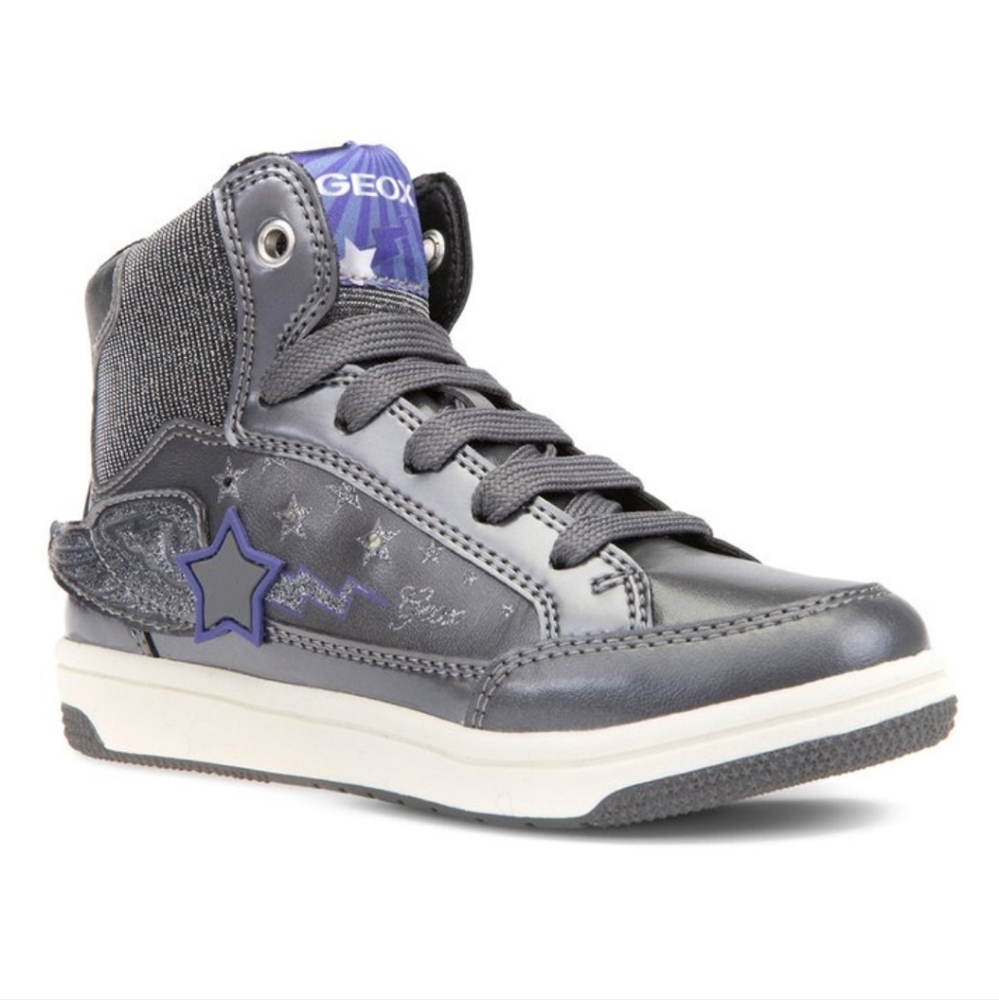 Geox Girls Silver & Violet Creamy high tops- size EU 33/ US 2